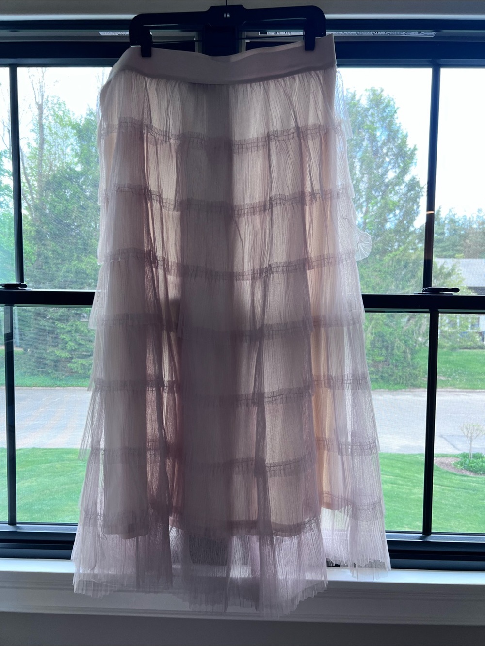 Simply Vera  Layered Tulle Midi Skirt - Blush Pink